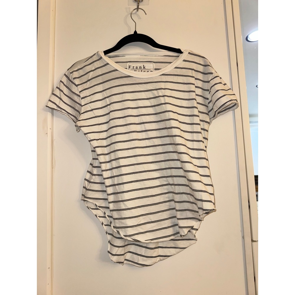 Frank & Eileen Tee Lab Striped Short Sleeve Cotton Top White Black S LAB219EJ